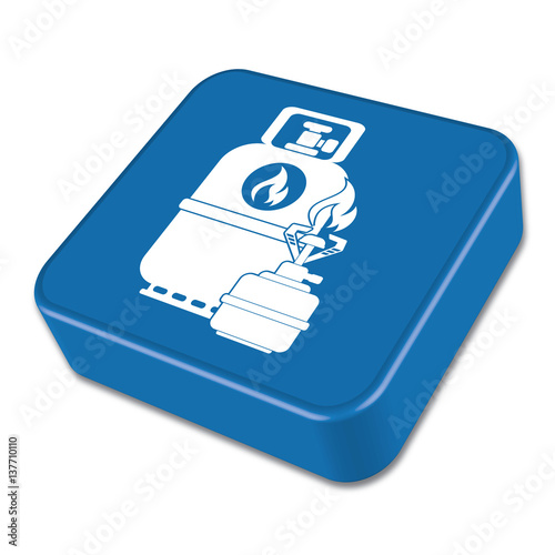 Camping stove with gas bottle icon vector