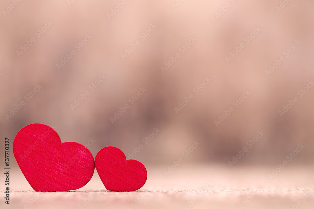 Red hearts on the wooden background. Stock-Foto | Adobe Stock