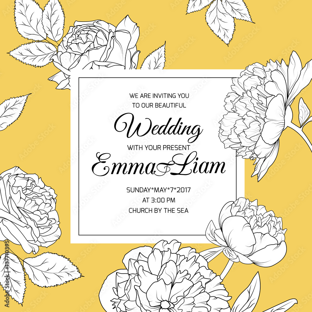 Minimalist wedding invitation card template... - Stock Illustration  [48020587] - PIXTA