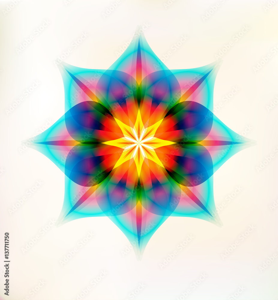 Fototapeta premium abstract color pattern mandala and yoga sign