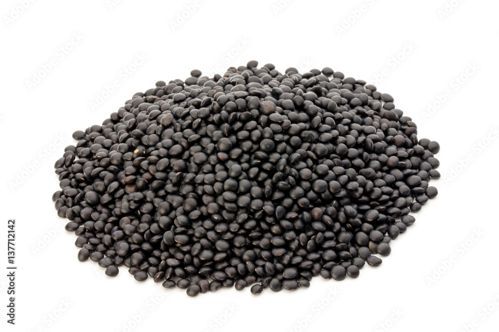Lentin beluga. Black Lentins.Isolated on the white background. Lentin beluga. Black Lentins.Isolated on the white background.