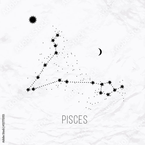 Astrology sign Pisces on white paper background
