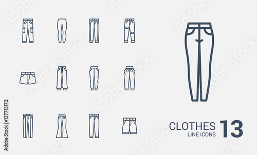 Pants   Shorts line icons set