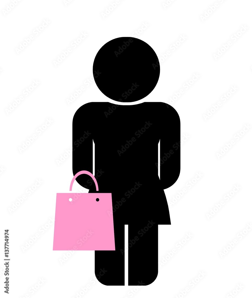 Femme un sac de shopping à la main Femme un sac de shopping à la main