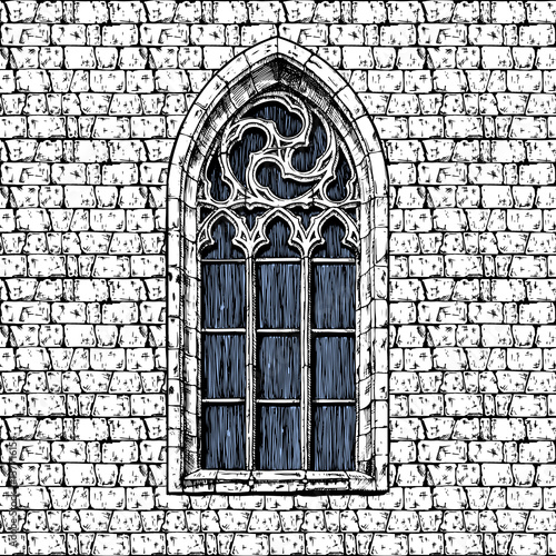 Gothic window at the wall