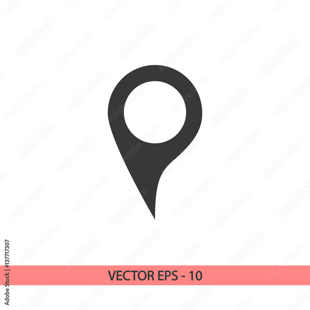 Map pointer flat icon, vector illustration. Flat design style