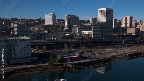 Tacoma waterfront aerial view along Foss Waterway
