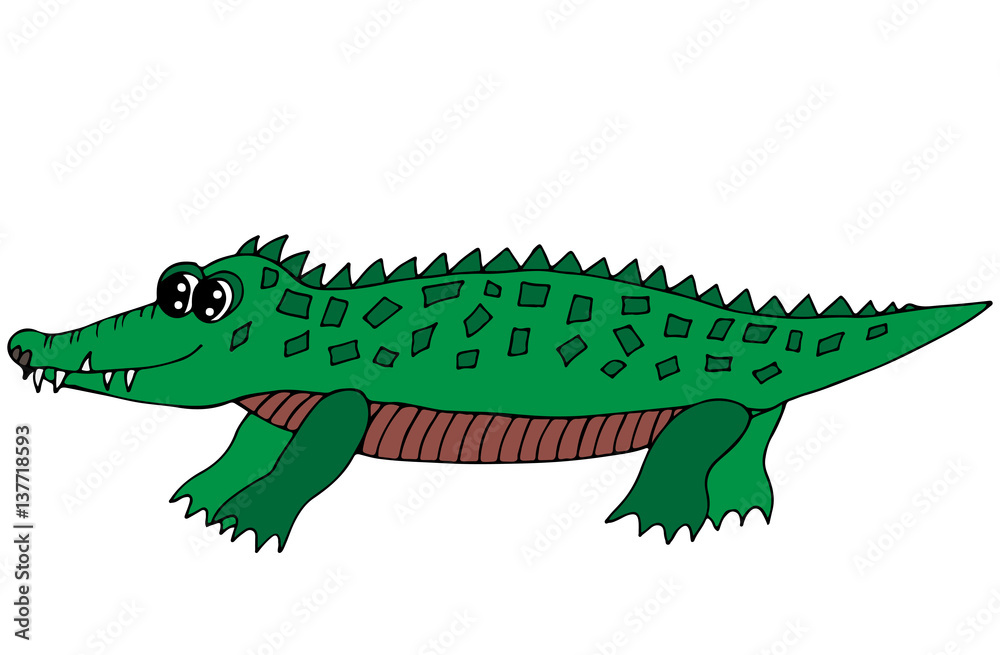 Cute green crocodile isolated on the white background Cute green crocodile isolated on the white background