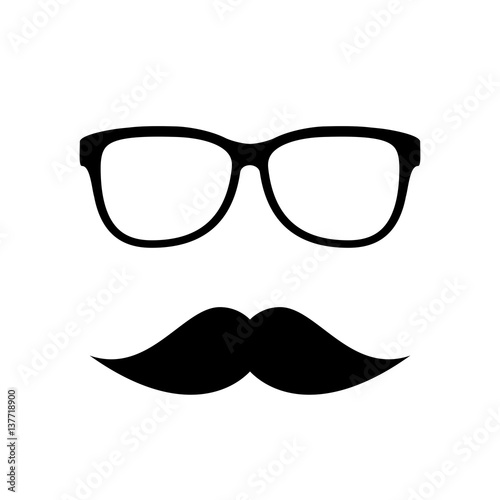 Hipster vector icon, eyeglasses and mustaches
