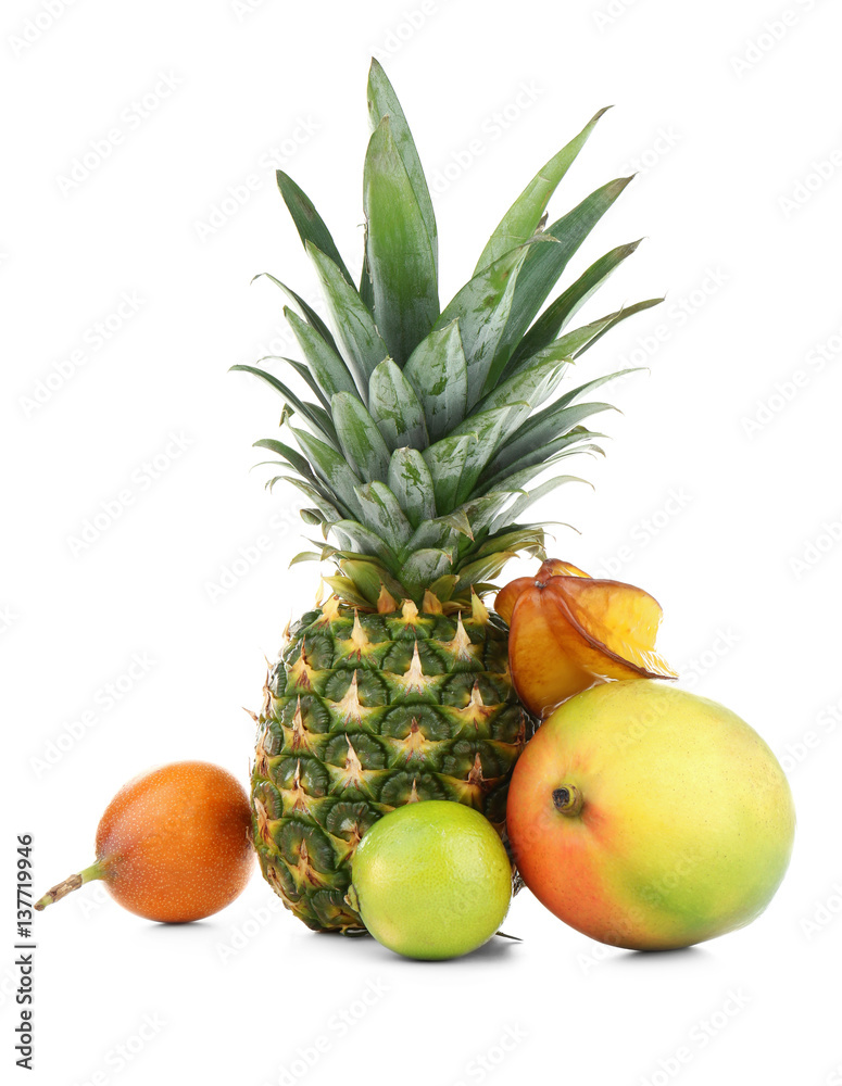 Exotic fruits, isolated on white