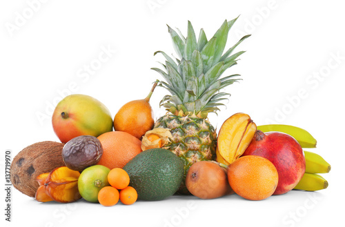 Exotic fruits  isolated on white