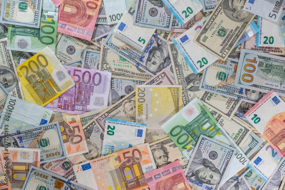 many dollar and euro banknote as background. many dollar and euro banknote as background.