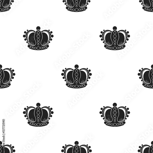 Crown icon in black style isolated on white background. Museum pattern stock vector illustration.