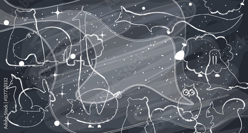 Vector flat animals illustration background.