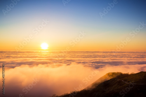 Sunset and clouds. Sunset in mountains