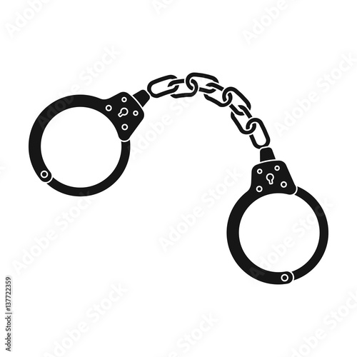 Handcuffs icon in black style isolated on white background. Police symbol stock vector illustration.