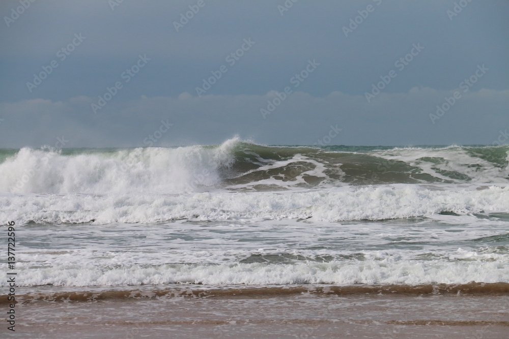 Strong waves breaking on the shore
