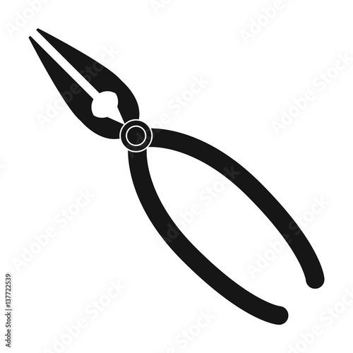 Jewelry pliers icon in black style isolated on white background. Precious minerals and jeweler symbol stock vector illustration.