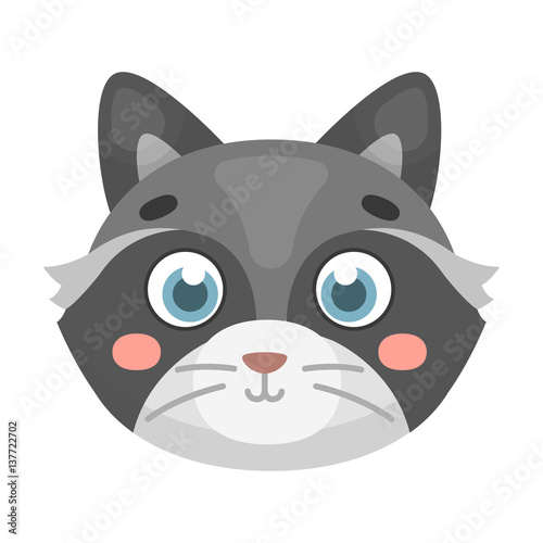 Raccoon muzzle icon in cartoon style isolated on white background. Animal muzzle symbol stock vector illustration.