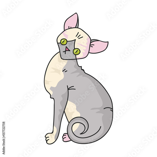 Sphynx icon in cartoon style isolated on white background. Cat breeds symbol stock vector illustration.