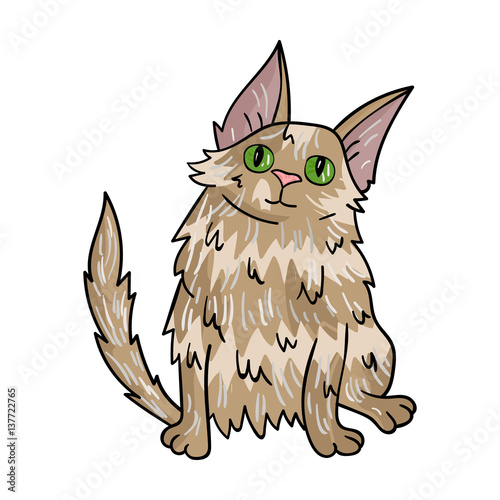 Turkish Angora icon in cartoon style isolated on white background. Cat breeds symbol stock vector illustration.