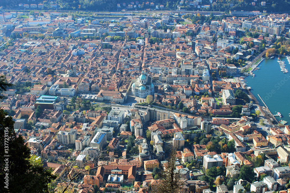 Aerial landscape. Like Como in Italy, Lombardia, from above, Europe