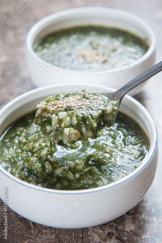 maesaengi juk. Seaweed and rice porridge