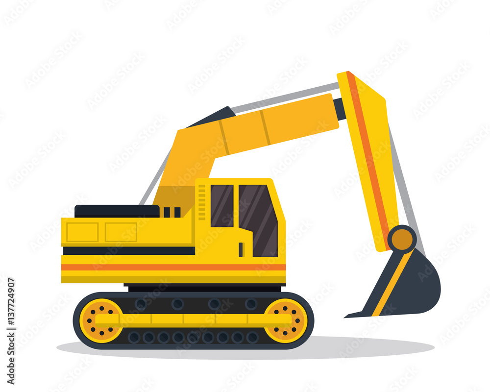 Modern Flat Construction Vehicle Illustration - Crane Truck