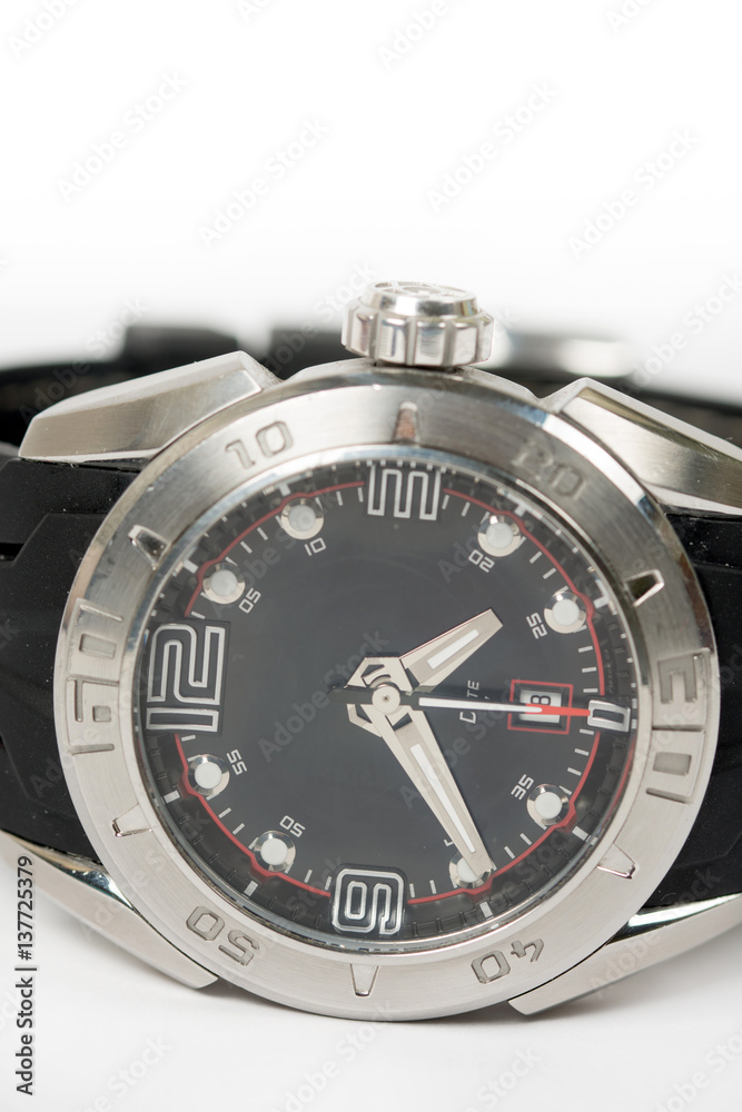 Wrist sports watch close up macro isolated over white Wrist sports watch close up macro isolated over white