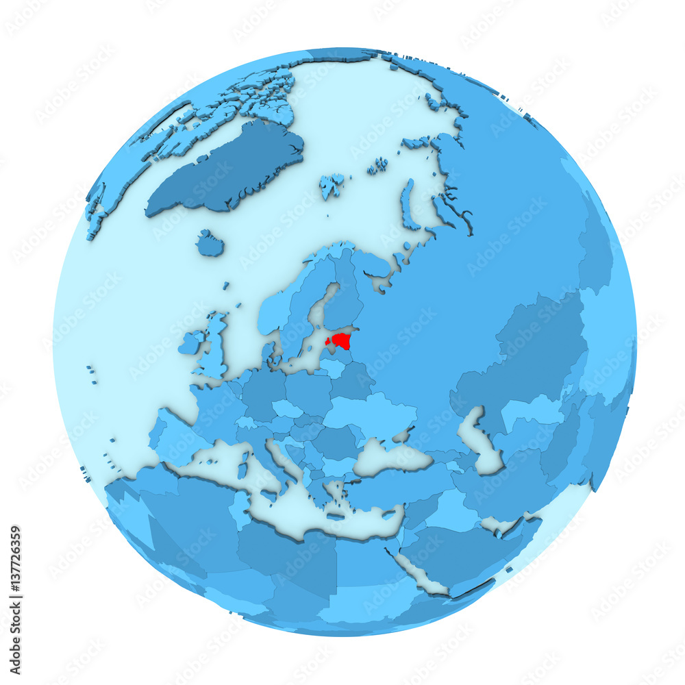 Obraz premium Estonia on globe isolated