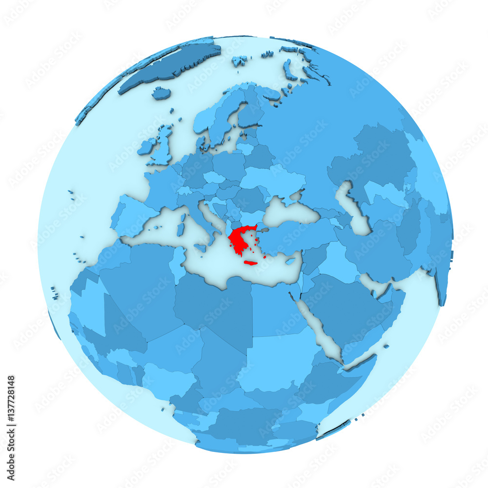 Fototapeta premium Greece on globe isolated