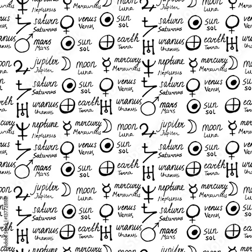 pattern with alchemy symbols