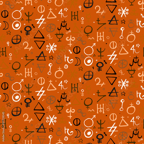 pattern with alchemy symbols