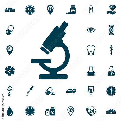 Microscope icon, medical set on white background. Vector illustration. Isolated
