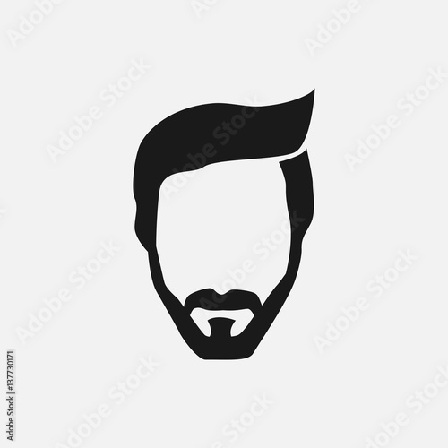 Bearded hipster face black silhouette. Vector illustration
