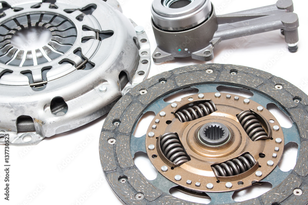 Brand new clutch kit on the white background Brand new clutch kit on the white background