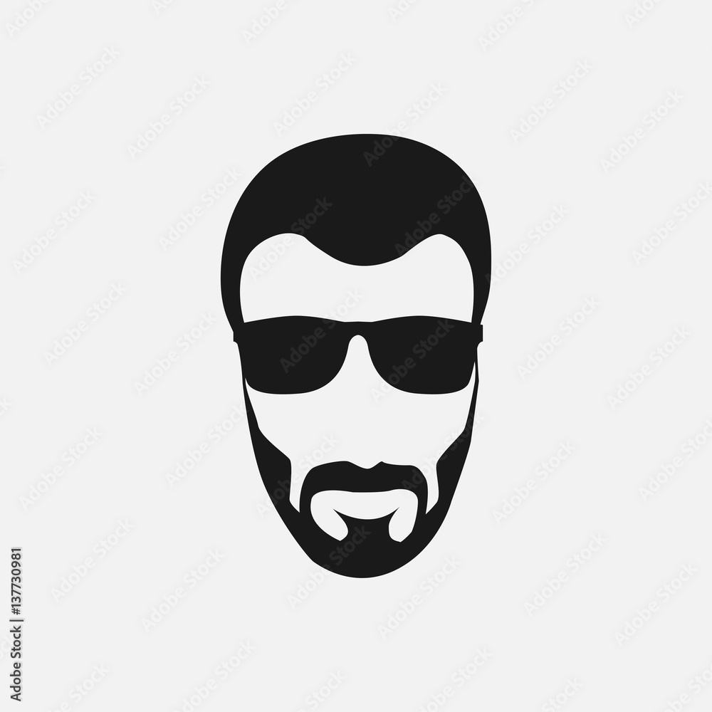 Bearded hipster face black silhouette. Vector illustration Bearded hipster face black silhouette. Vector illustration