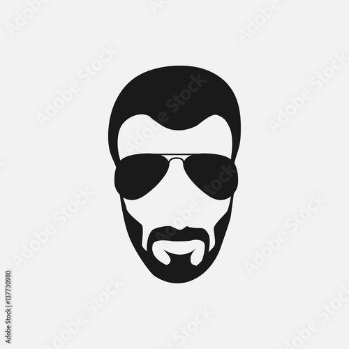Bearded hipster face black silhouette. Vector illustration © meen_na