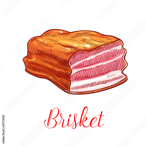 Brisket meat vector sketch isolated icon