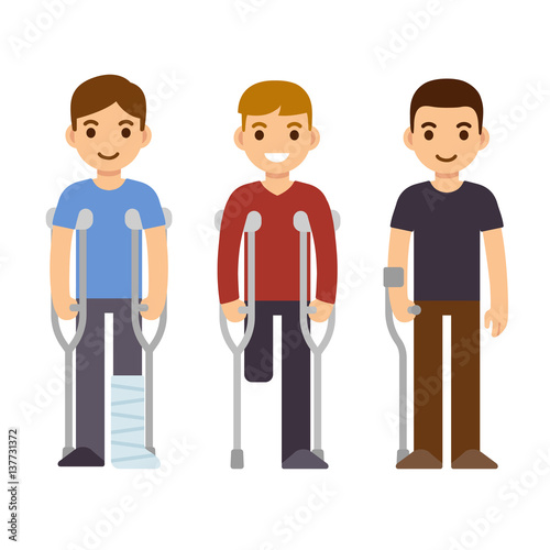 People with crutches set