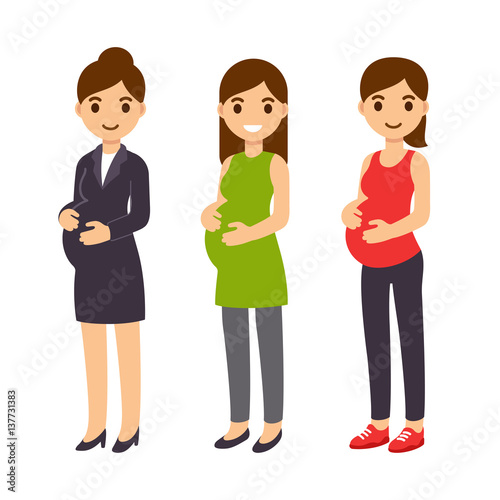 Cartoon pregnant woman set