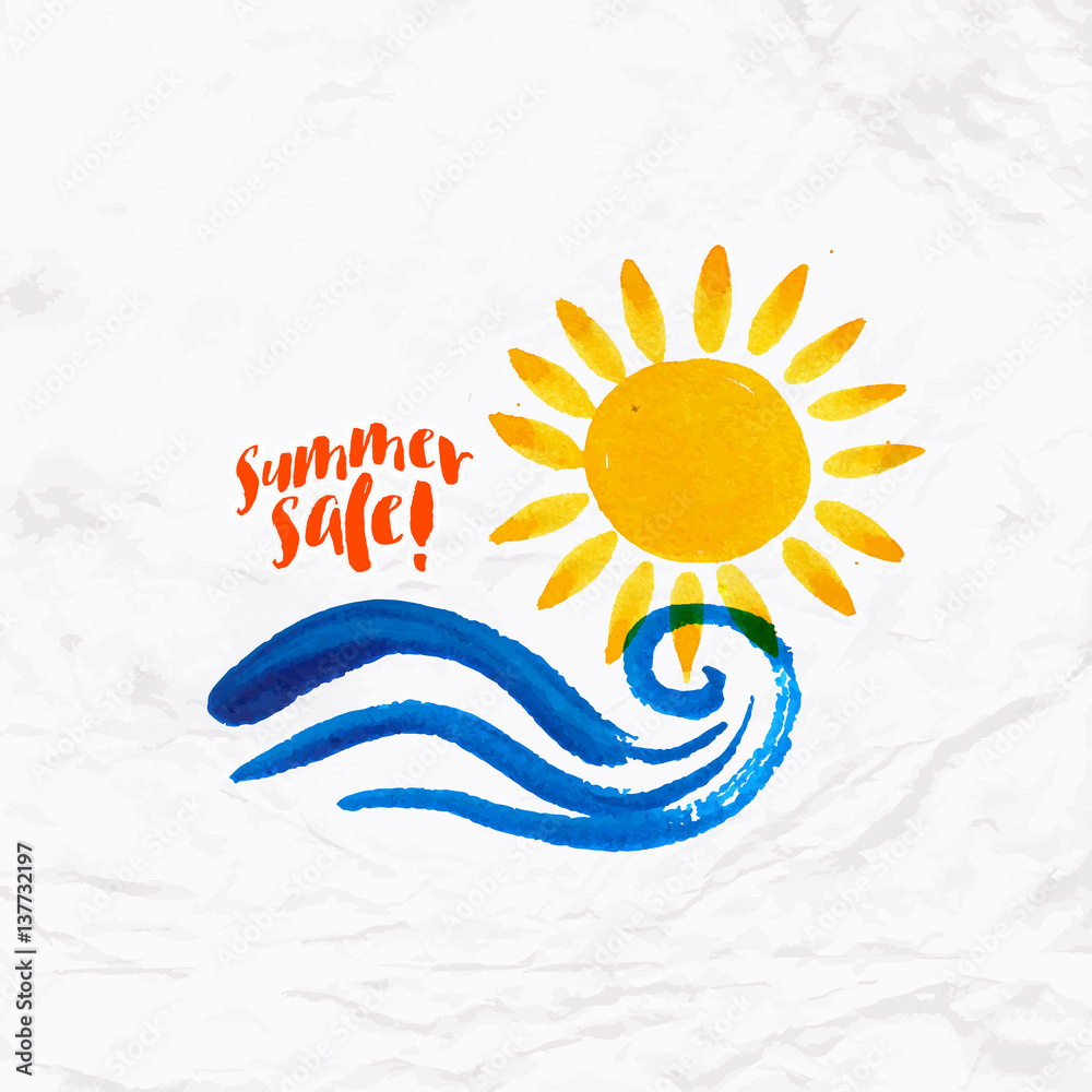 Obraz premium Sun wave ocean illlustration