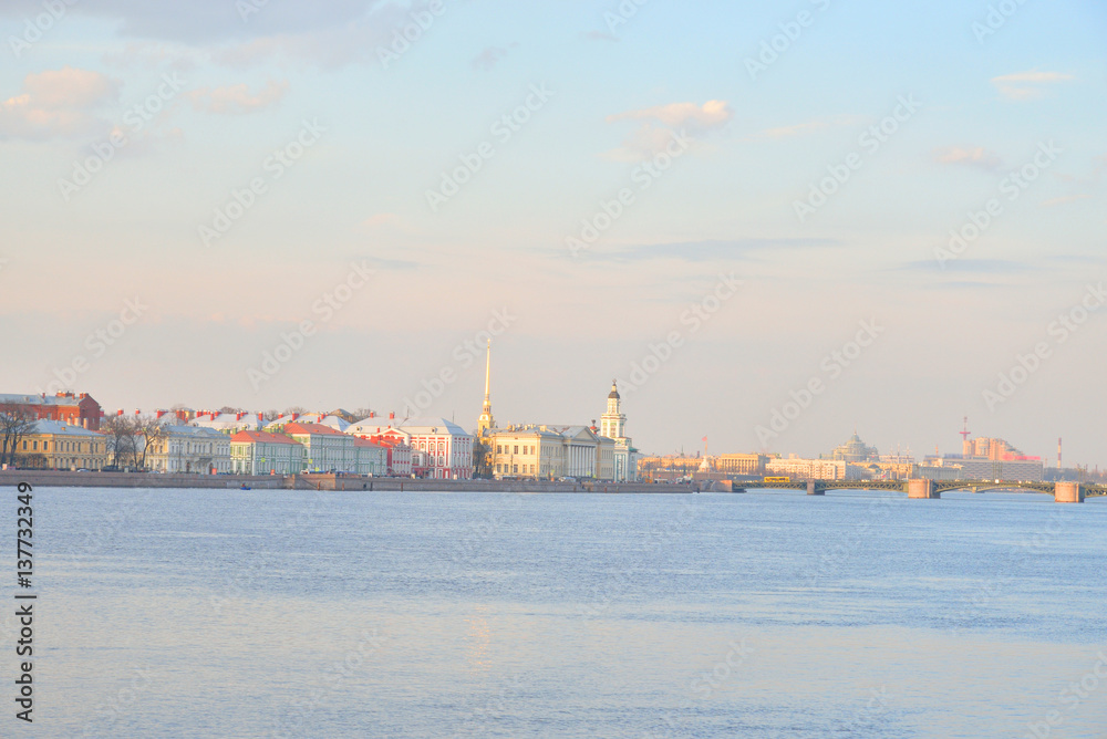 University Embankment and the Neva River. University Embankment and the Neva River.