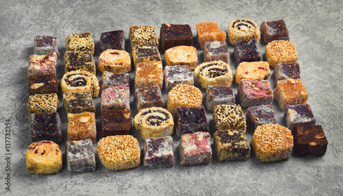 Assorted traditional turkish delight photo