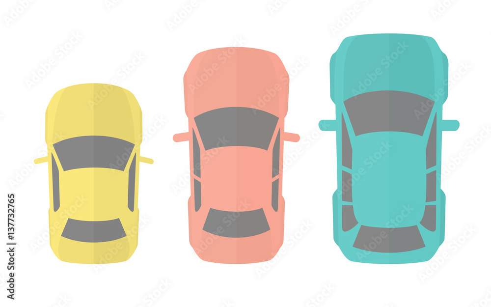 Flat Design Vector Illustration Of Three Different Model Autos Flat Design Vector Illustration Of Three Different Model Autos