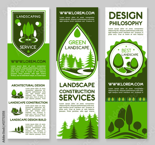 Landscape design service vector banners set