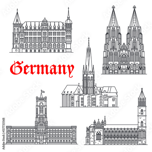 Germany architecture buildings vector icons