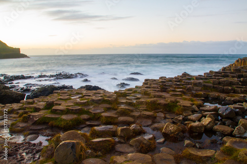 The Giant's Causeway, made up of 40,000 interlocking basalt columns, the result of an ancient volcanic eruption in Bushmills, County Antrim, Northern Ireland.