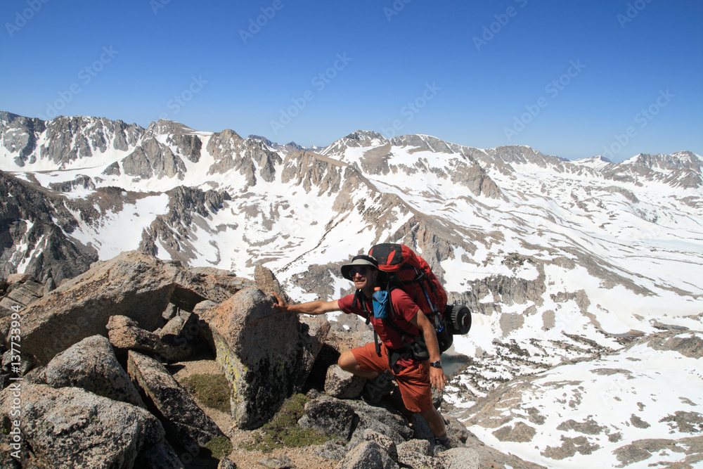 backpacker near summit