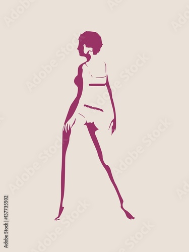 Sexy women silhouette. Fashion mannequin. Vector Illustration. Back view